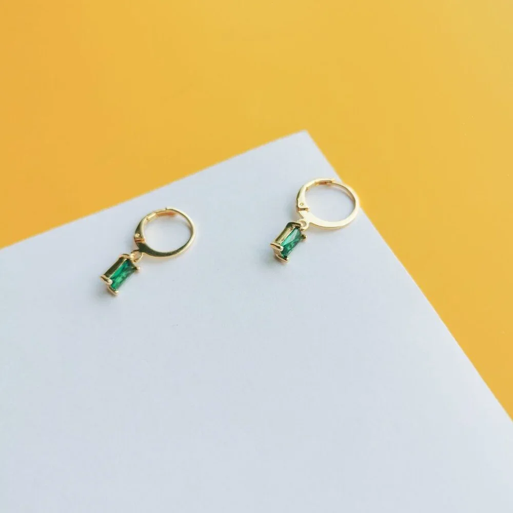 Twinkling Treasure Gold Green Crystal earrings by Alicia Bonnie